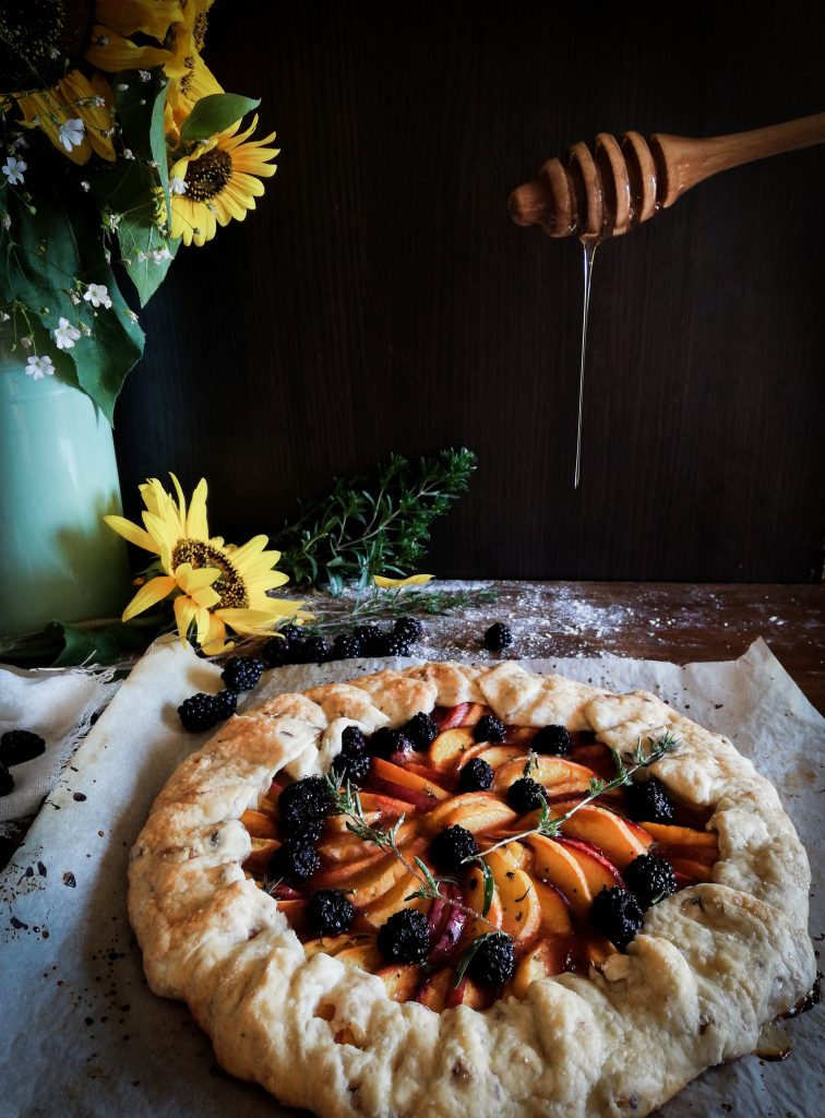 nectarine galette with blackberries and thyme