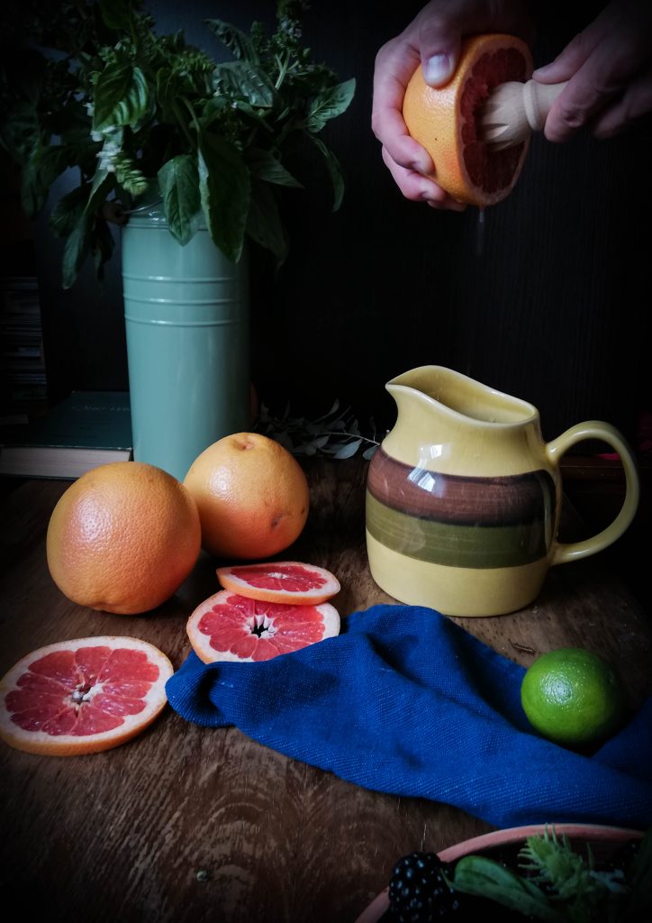 grapefruit and blackberry lemonade