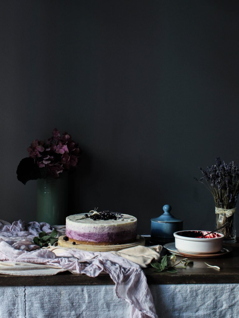 Raw Blueberry Lavender Mousse Cake